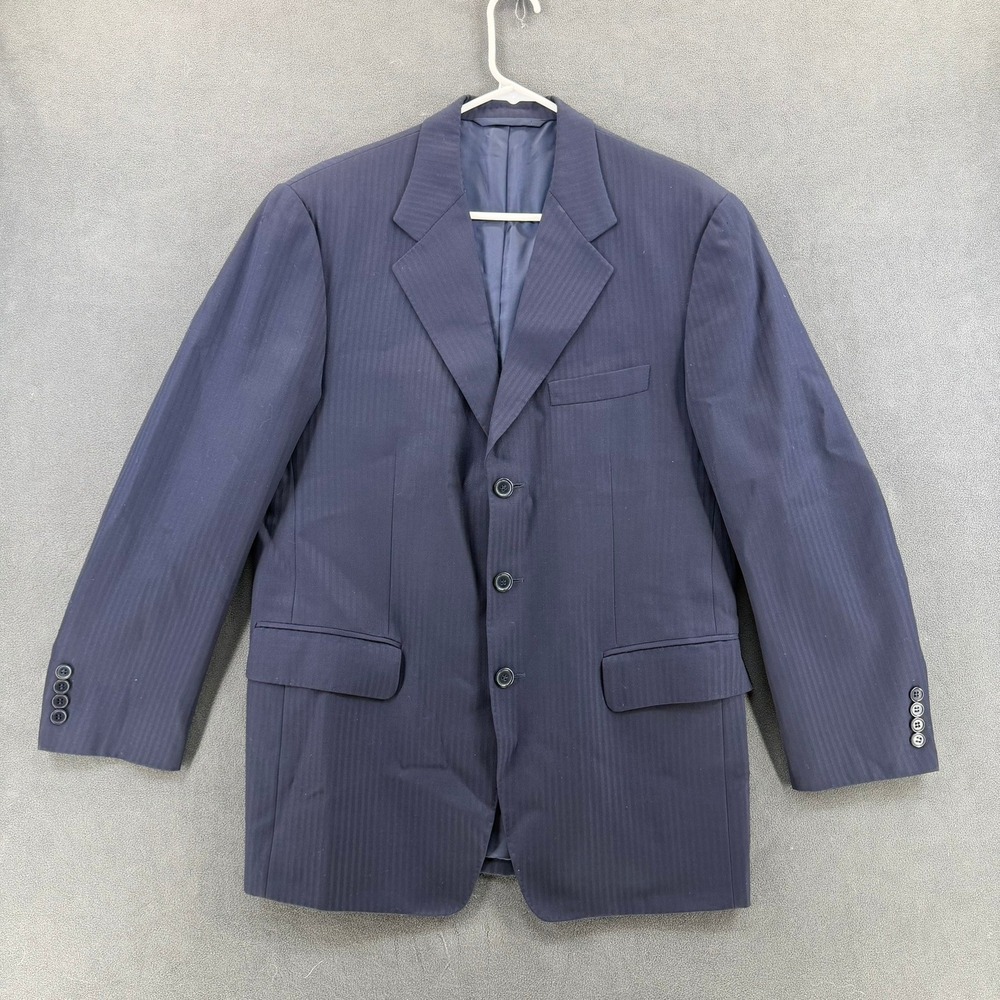Loro Piana Super 110s Wool Blazer Mens Navy Blue Pinstripe Sport Coat Italy